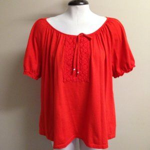 Cathy Orange Blouse Cotton